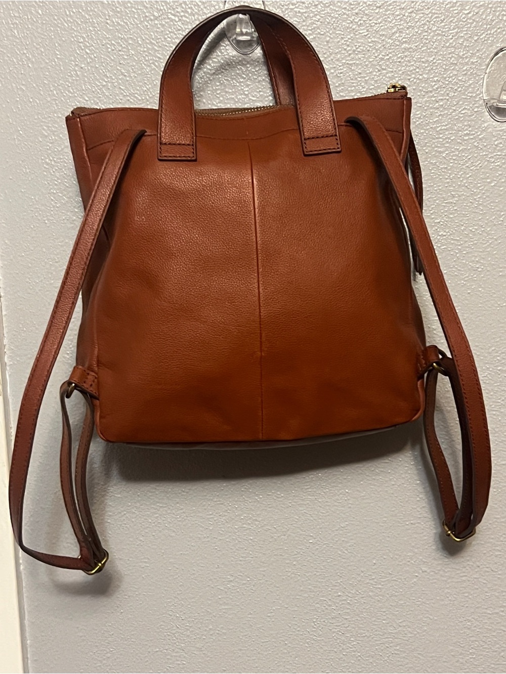 Fossil Cognac Leather Convertible Backpack - Picture 3 of 14